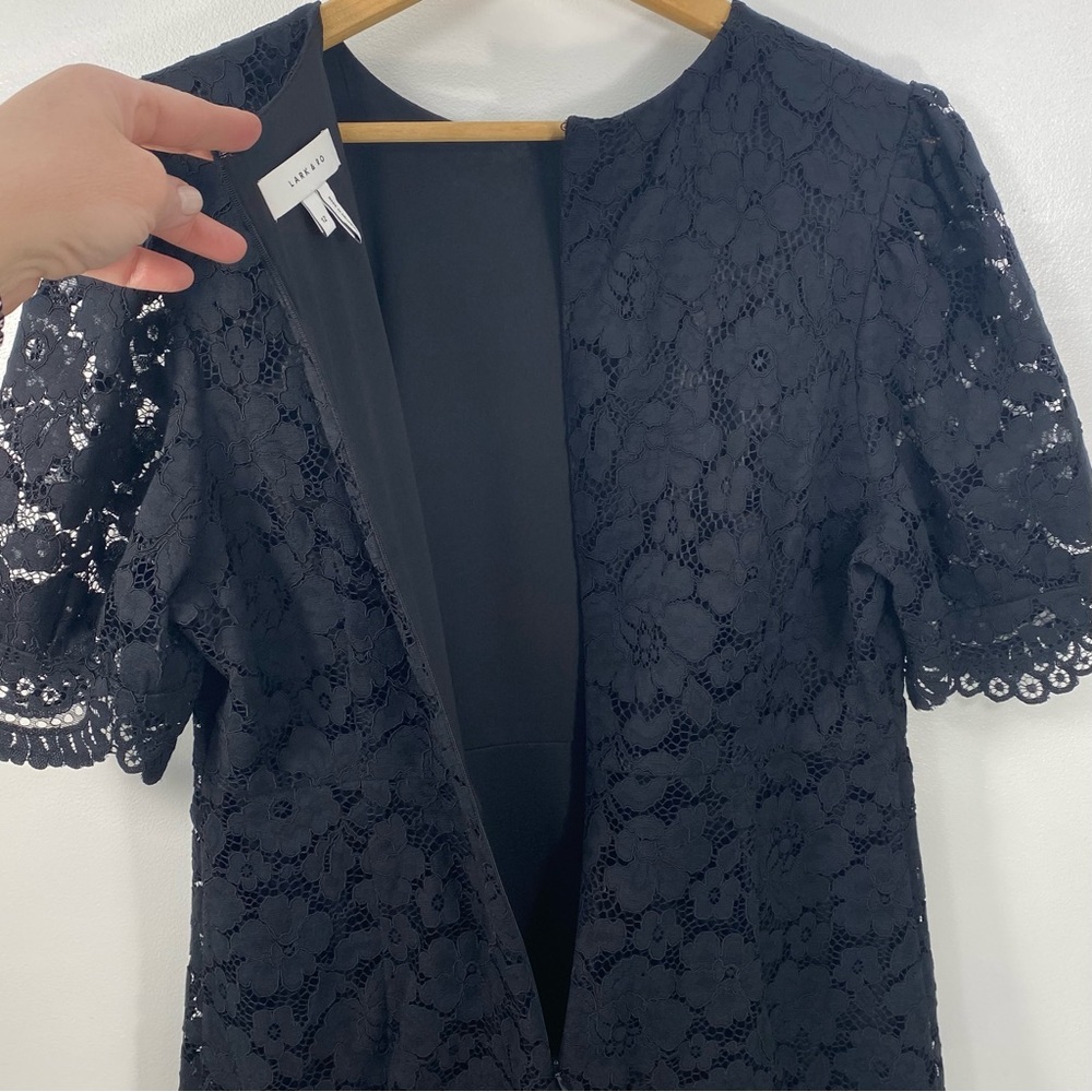 Lark & Ro Black Floral Lace Overlay Cocktail Dress LBD Little Black Dress 12 - Picture 8 of 15